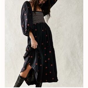Free People Dahlia Maxi Dress Black Combo